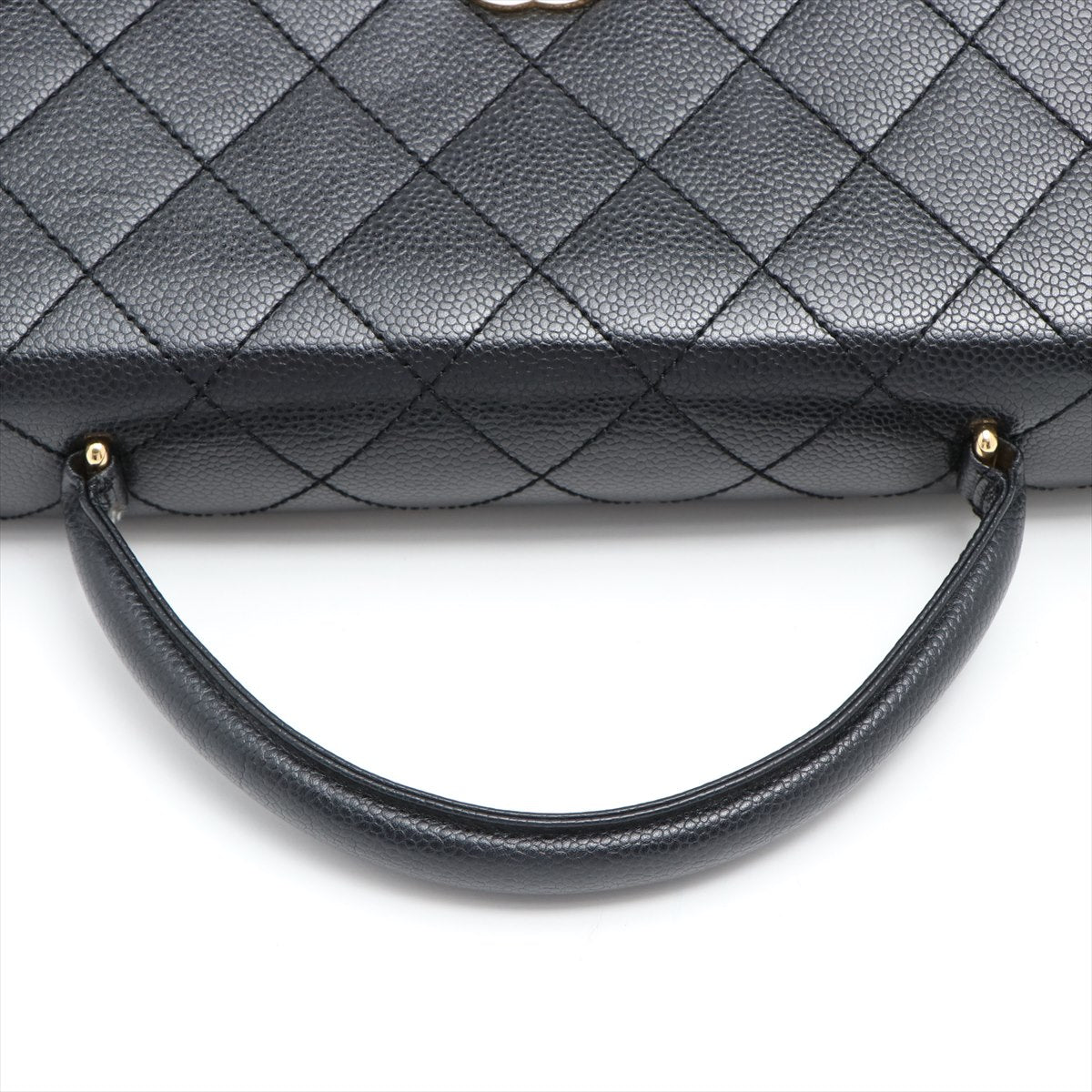 Chanel Mattress Caviar S HandBag Black Silver Gold