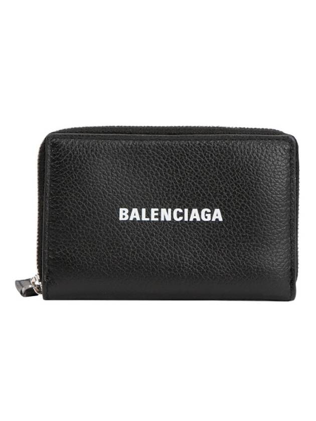 Luxury Balenciaga  Logo Zip Around Half Wallet Black
