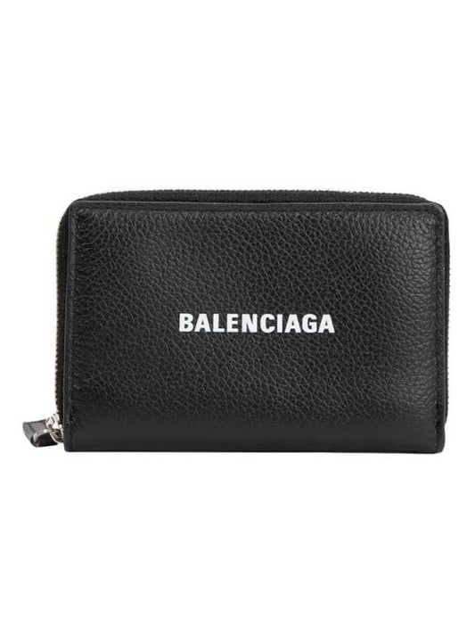 Luxury Balenciaga  Logo Zip Around Half Wallet Black