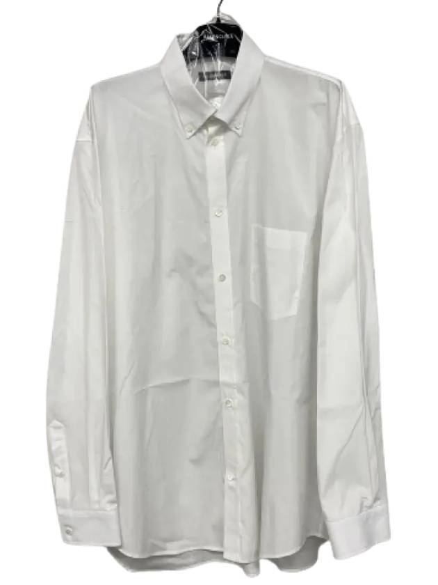 Luxury Balenciaga  Logo Oversized Long Sleeve Shirt White