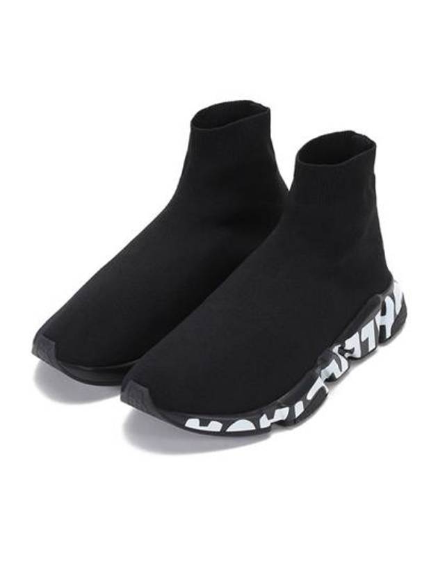 Luxury Balenciaga  Speed Midsole Graffiti High Top Sneakers Black