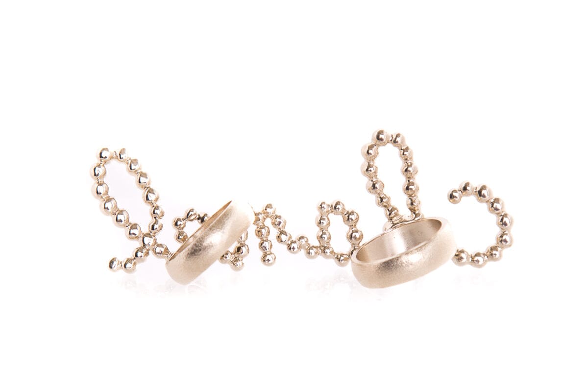 Chanel Gold & Pearl Stack Ring Set SZ 6/7.5