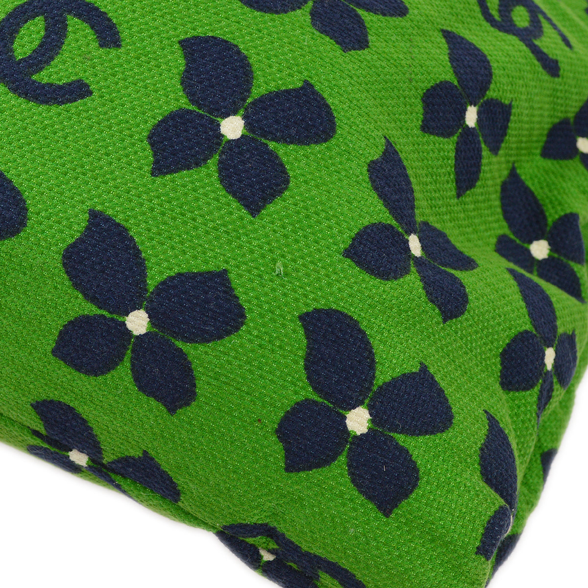 Chanel Green Canvas Flower Handbag