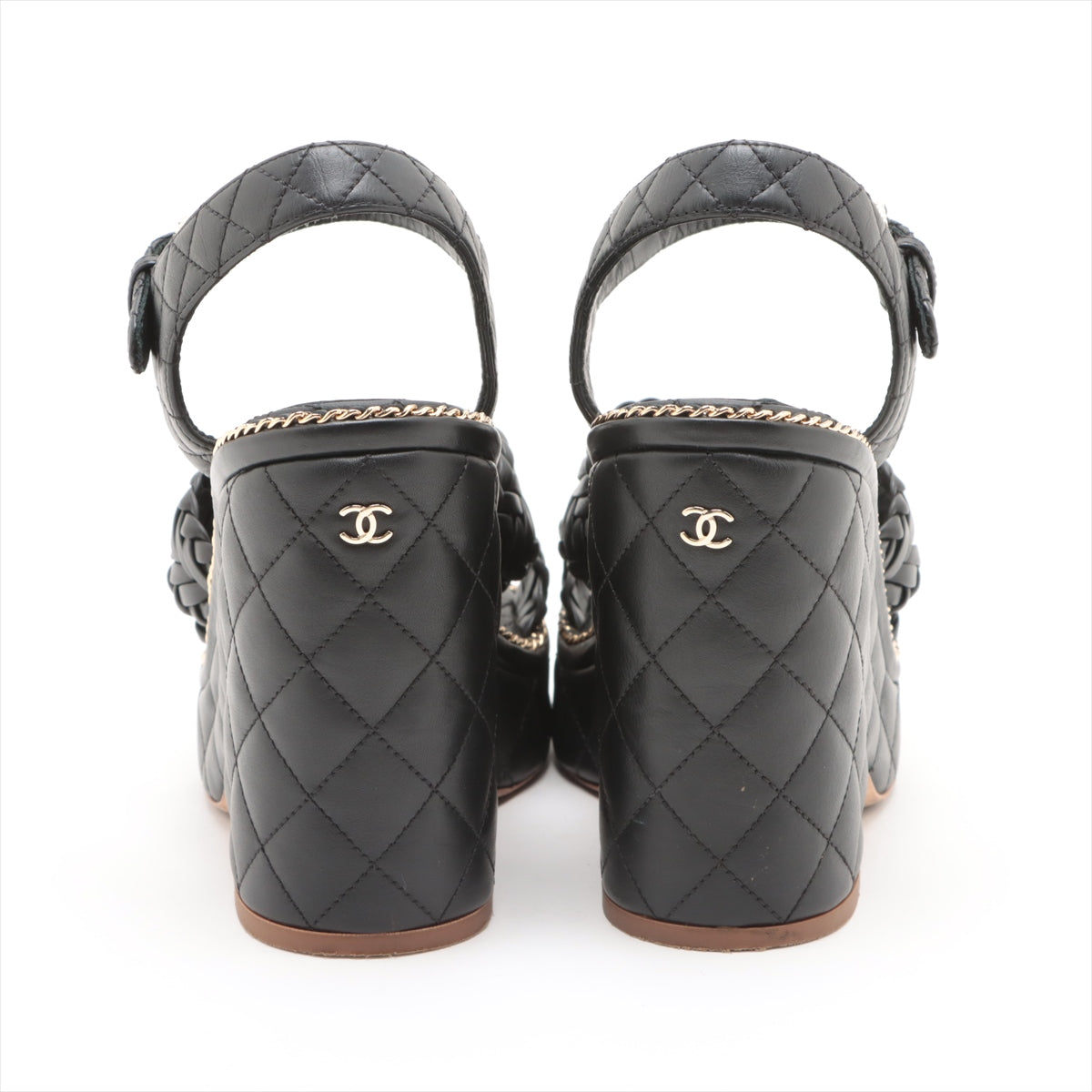 Chanel Coco Matrasse Leather Sandal 37  Black G30758
