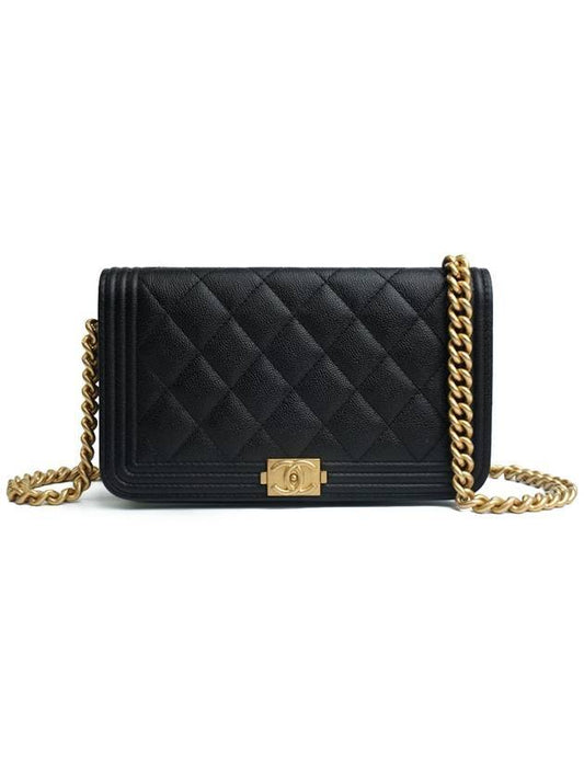 Boy Flap Phone Holder Calfskin Cross Bag Black Chanel