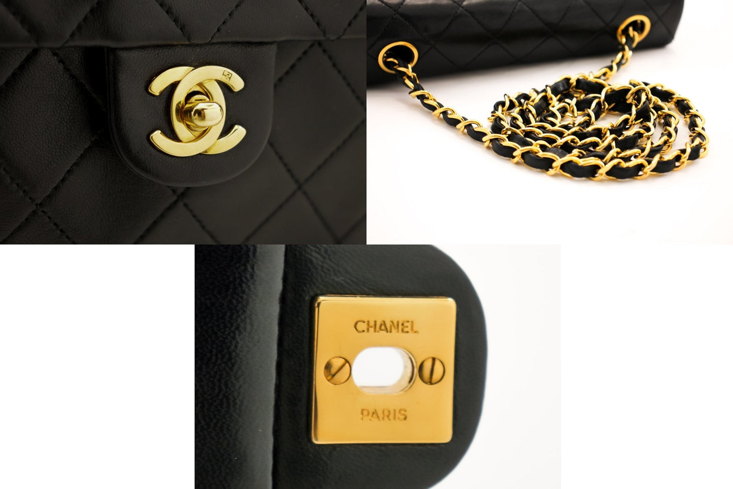 CHANEL Mini Square Small Chain Shoulder Bag Crossbody Black Quilt