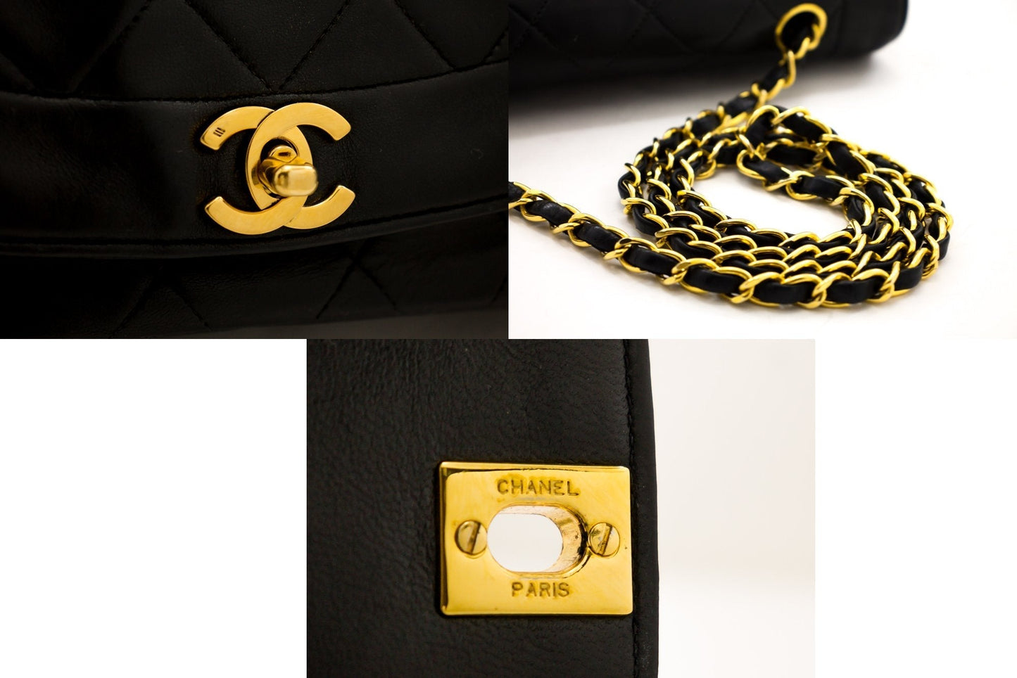 Top Quality Chanel Diana New Chain Shoulder Bag Black Quilted Lambskin Purse
