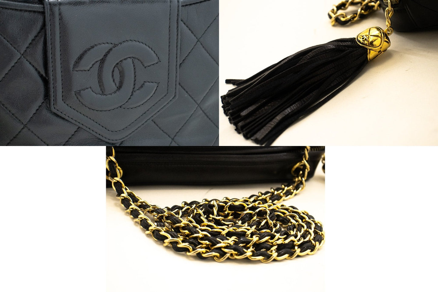 CHANEL Vintage Classic Chain Shoulder Bag Black Quilted Lambskin