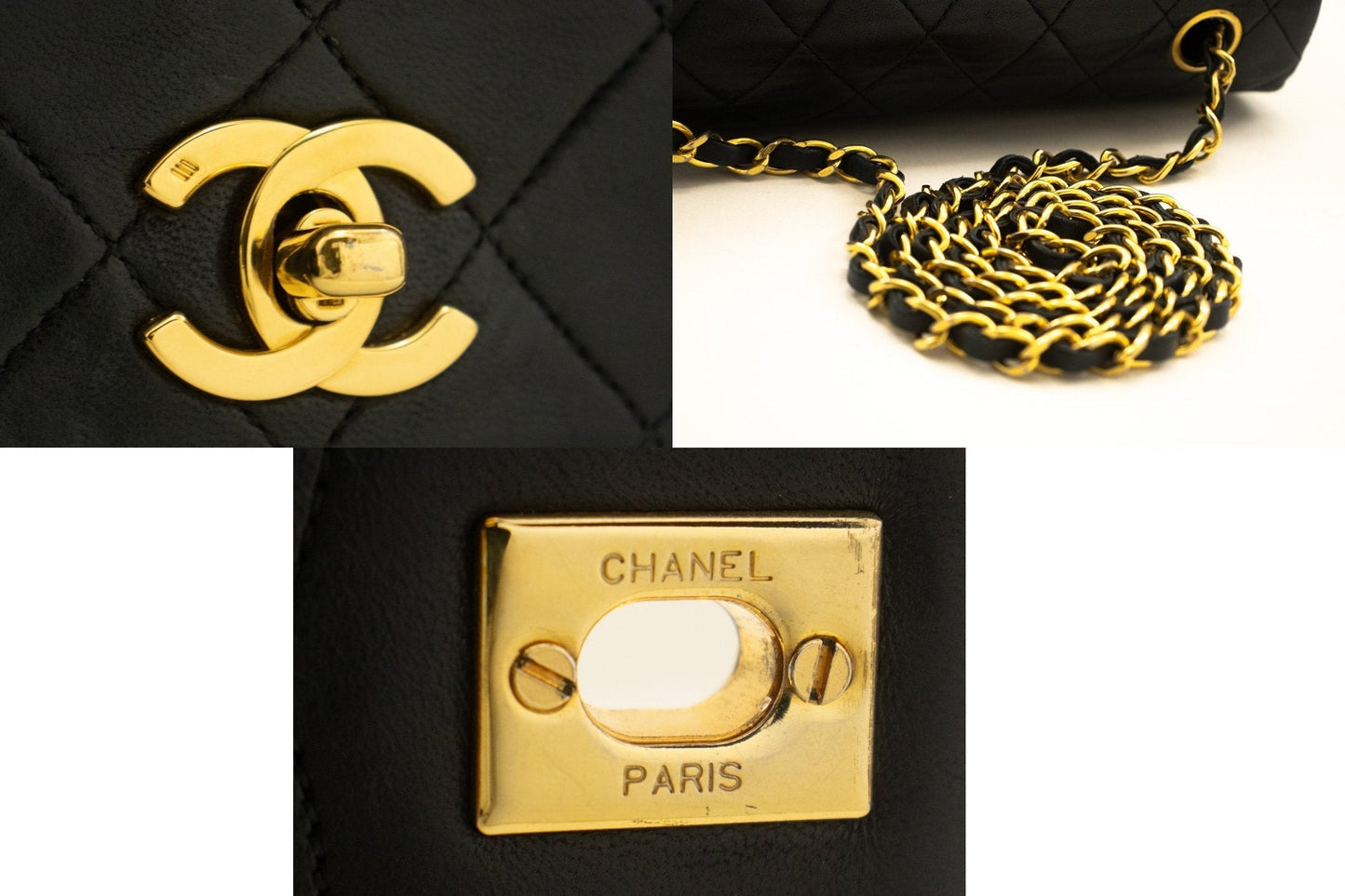 Top Quality Chanel Full New Chain Shoulder Bag Clutch Black Quilted Lambskin
