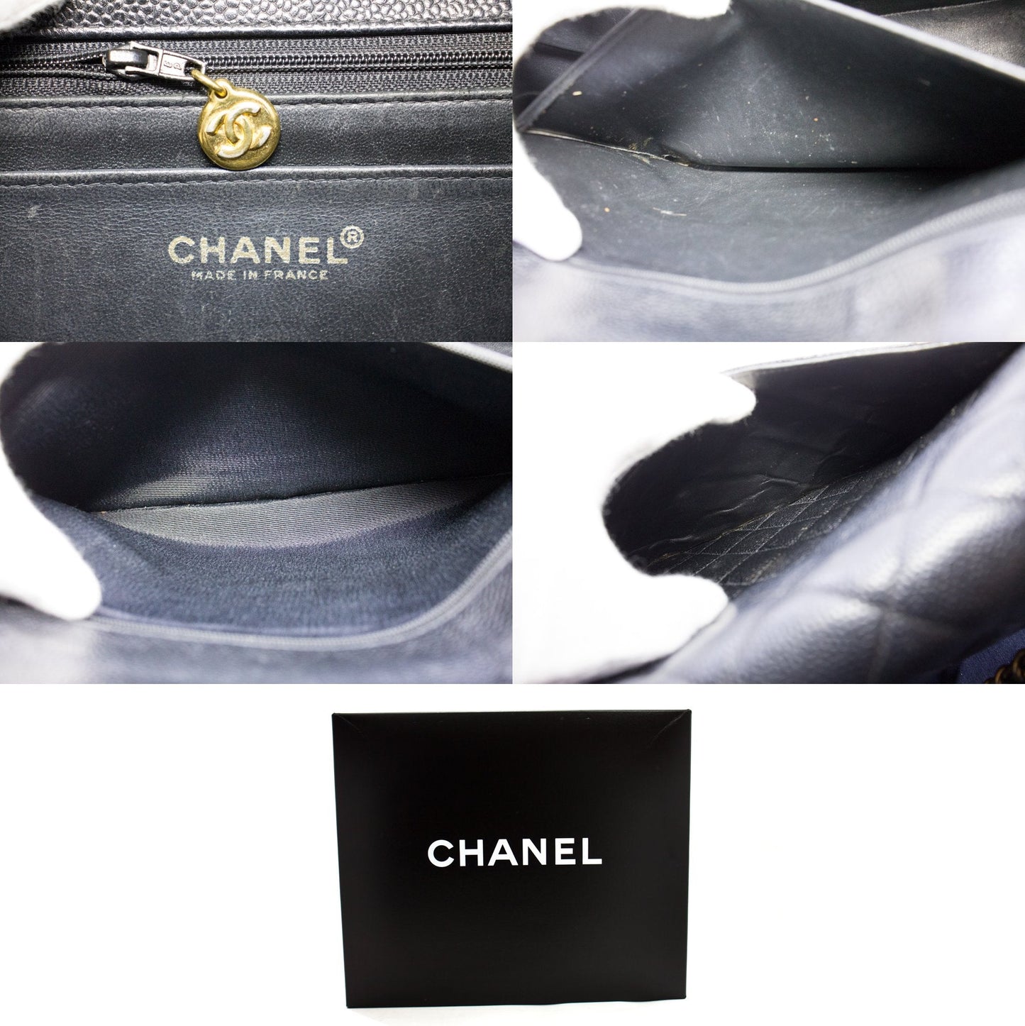 Top Quality Chanel Jumbo Caviar 11" Large Chain Shoulder Bag New Black Quilt