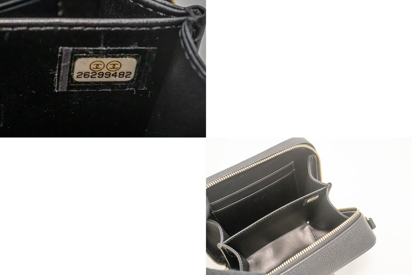 CHANEL Micro Caviar Grained Calfskin Chain Shoulder Bag Black Zip