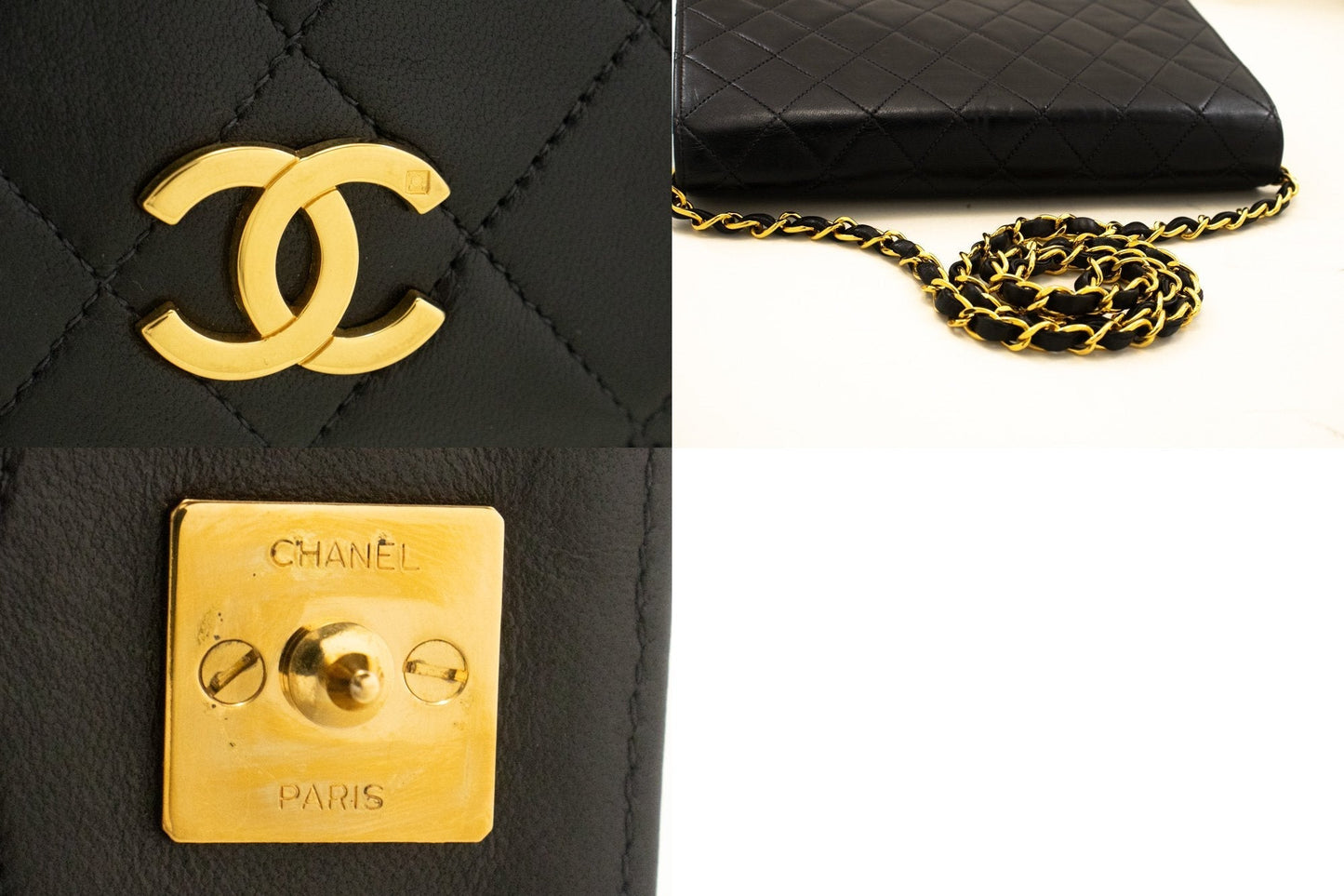 Top Quality Chanel Full New Chain Shoulder Bag Clutch Black Quilted Lambskin