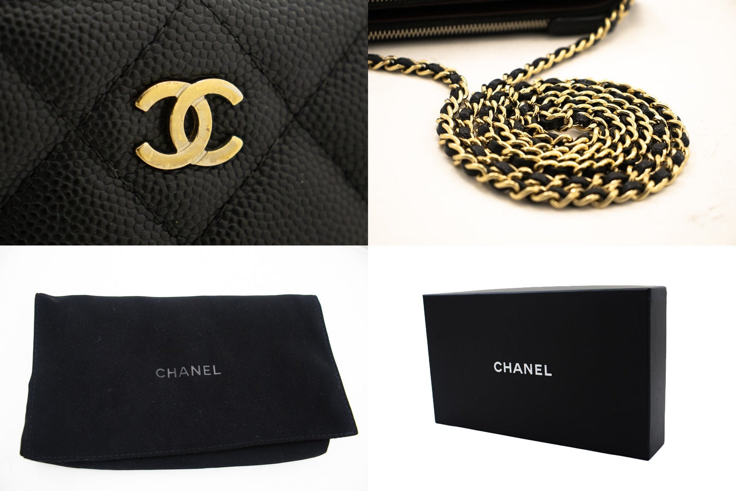 CHANEL Caviar Wallet On Chain WOC Double Zip Chain Shoulder Bag