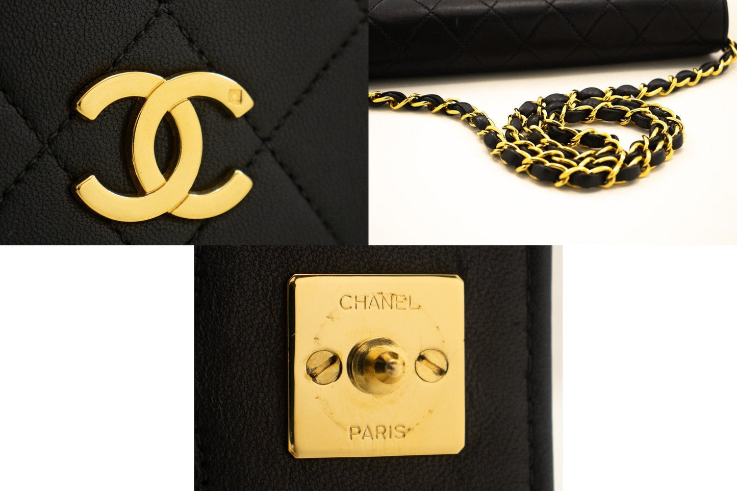 Top Quality Chanel Full New Chain Shoulder Bag Clutch Black Quilted Lambskin