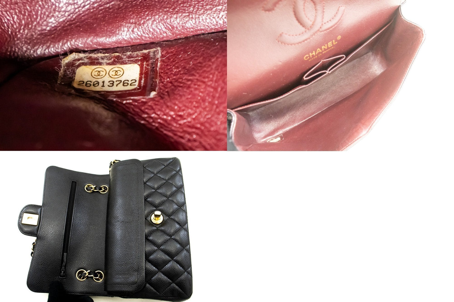 Top Quality Chanel Grained Calfskin Double New 9" Chain Shoulder Bag Black