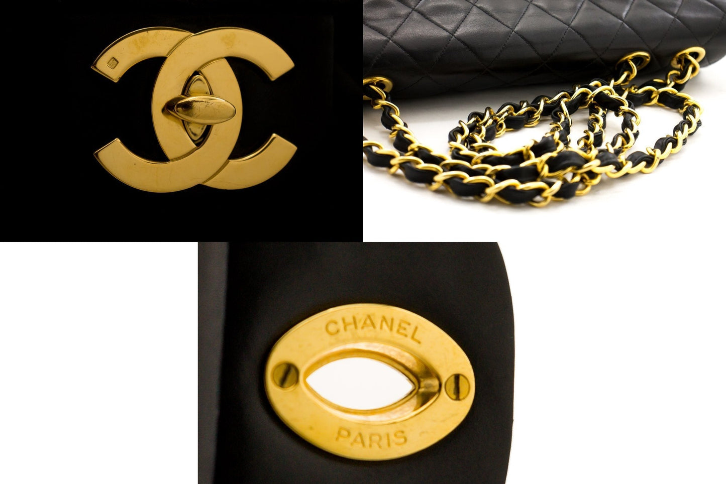 Top Quality Chanel Jumbo 13" Maxi 2.55 New Chain Shoulder Bag Black Lambskin