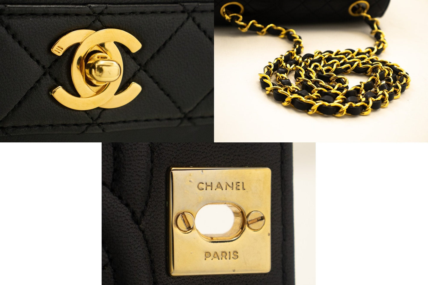 CHANEL Small Chain Shoulder Bag Black Quilted Single Flap Lambskin