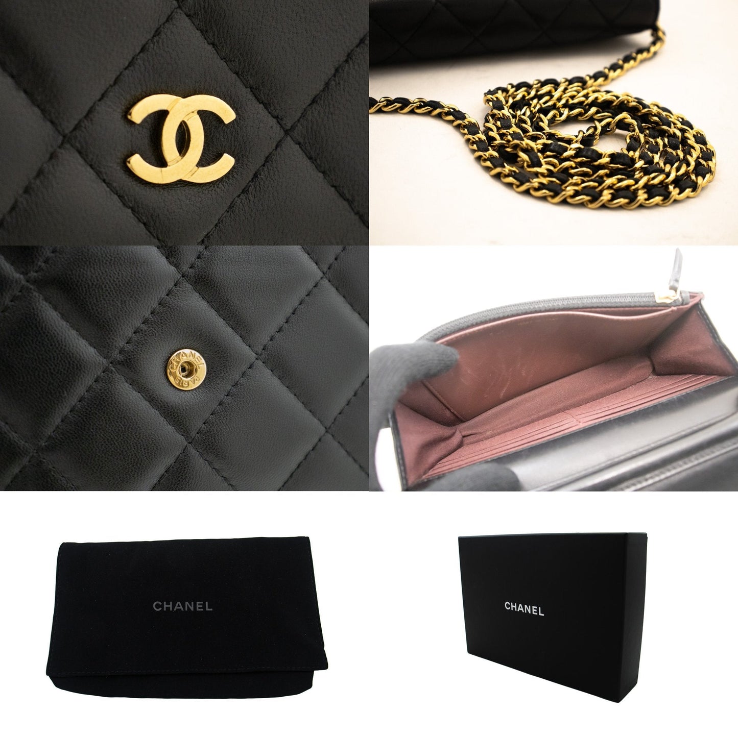 CHANEL Black Classic Wallet On Chain WOC Shoulder Bag Crossbody