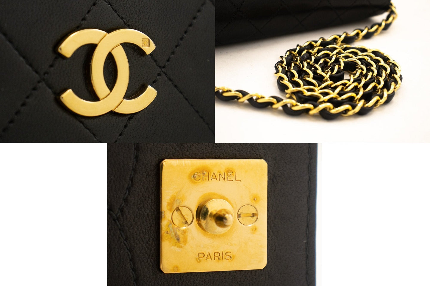 Top Quality Chanel Full New Chain Shoulder Bag Clutch Black Quilted Lambskin