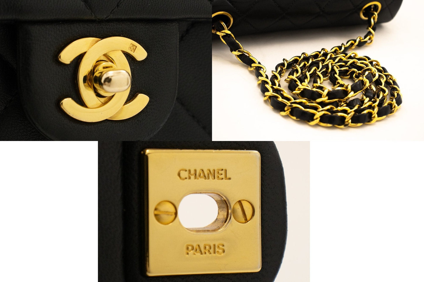 CHANEL Mini Square Small Chain Shoulder Bag Crossbody Black Quilt