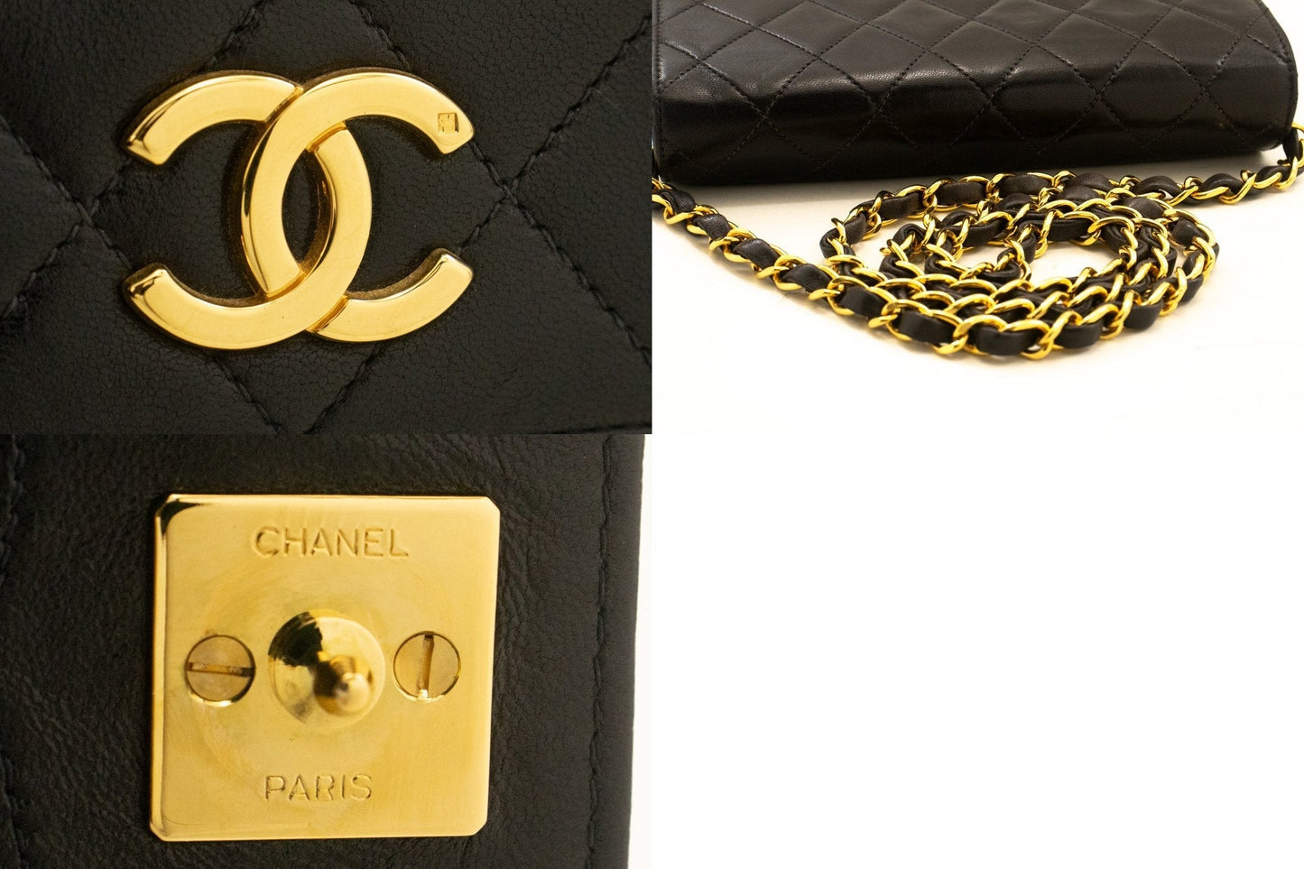 Top Quality Chanel Full New Chain Shoulder Bag Clutch Black Quilted Lambskin