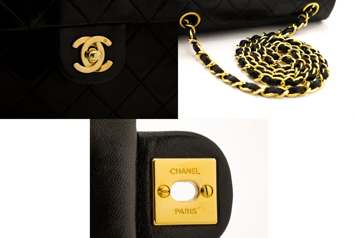 CHANEL Mini Square Small Chain Shoulder Bag Crossbody Black Quilt