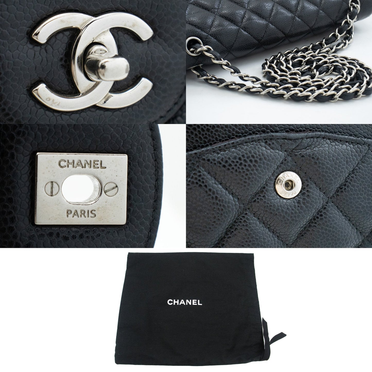 Top Quality Chanel Grained Calfskin Large Chain Shoulder Bag W New SV Classic