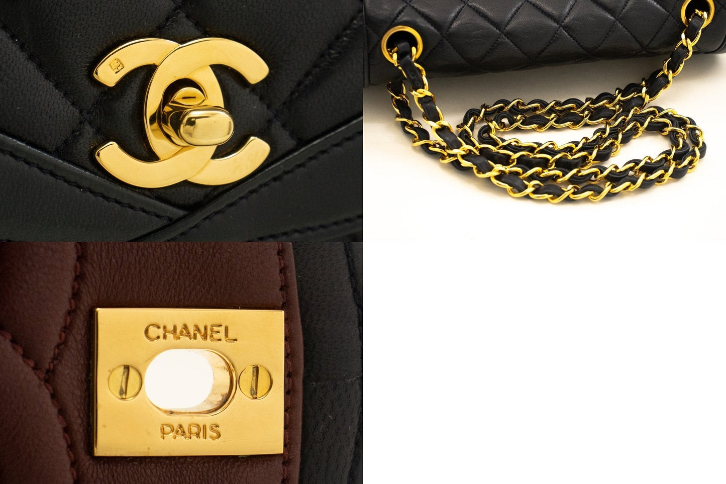 Top Quality Chanel NAVY Vintage Chain Shoulder Bag Lambskin Quilted New Purse
