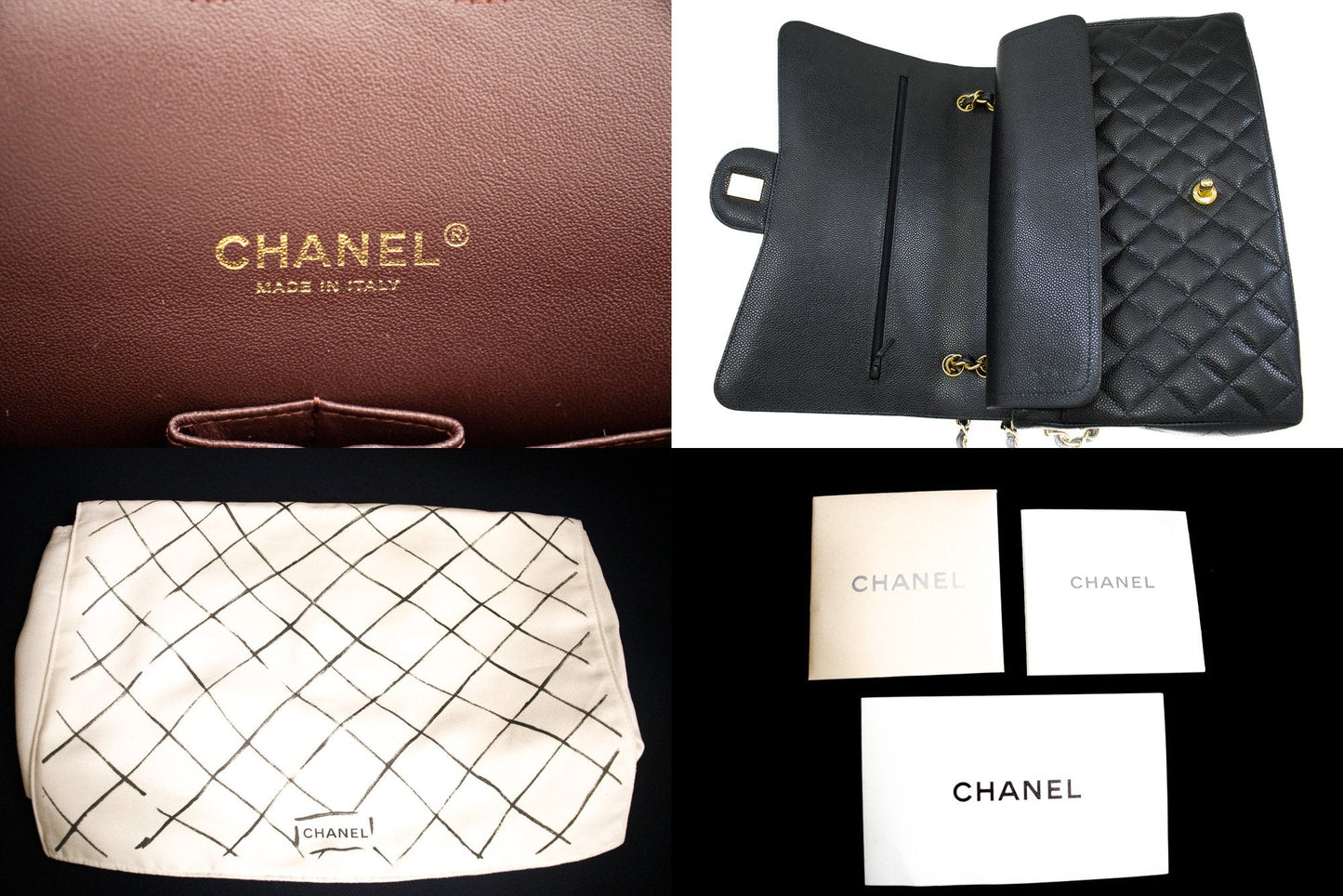 CHANEL Maxi Classic Handbag Grained Calfskin Double Flap Chain Shoulder Bag