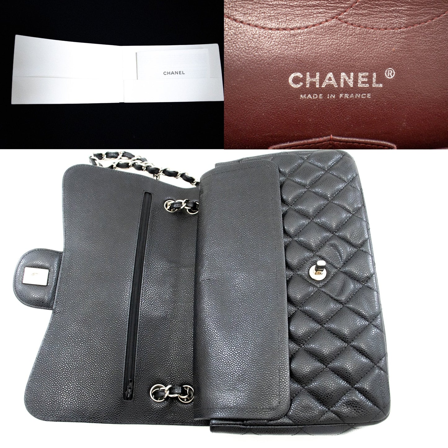 Top Quality Chanel Grained Calfskin Large Chain Shoulder Bag W New SV Classic