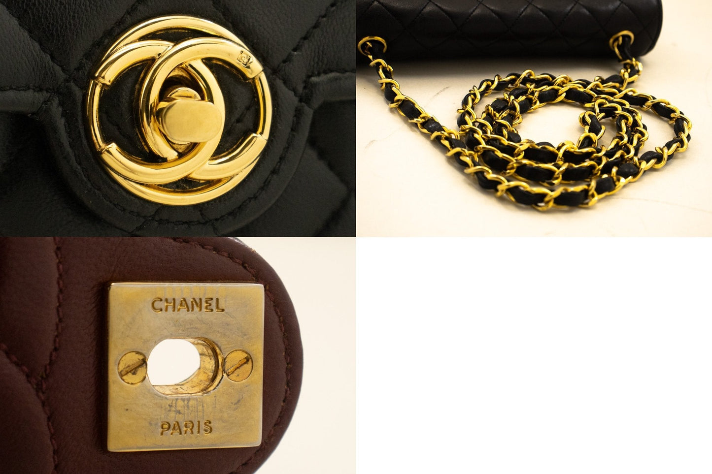CHANEL Mini Small Chain Shoulder Bag Black Lambskin Quilted Flap