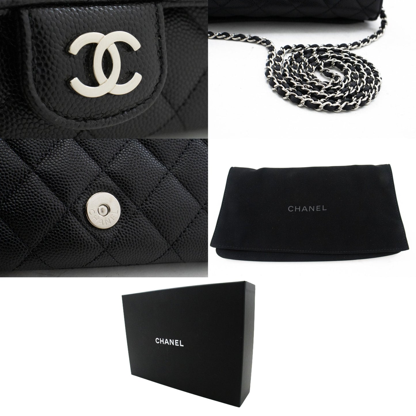 CHANEL Flap Phone Holder With Chain Bag Black Crossbody Clutch