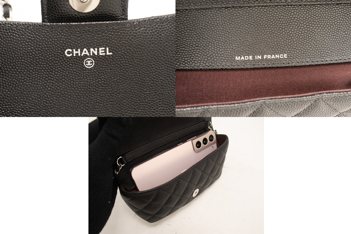 CHANEL Flap Phone Holder With Chain Bag Black Crossbody Clutch