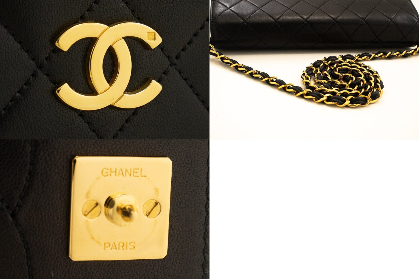 Top Quality Chanel Full New Chain Shoulder Bag Clutch Black Quilted Lambskin