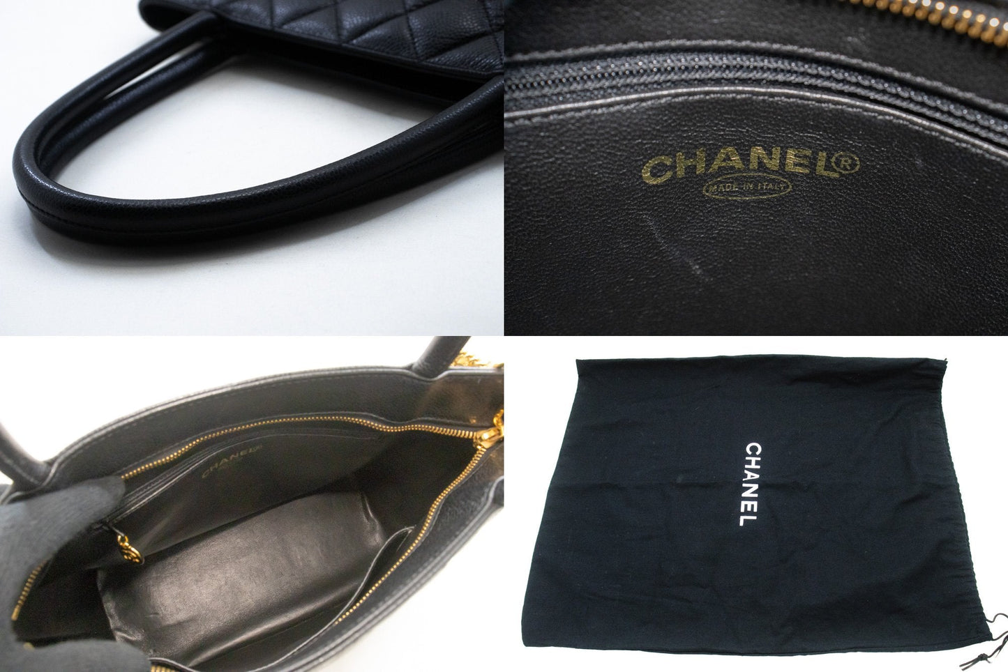 Top Quality Chanel Gold Medallion Caviar Shoulder Bag Grand Shopping Tote
