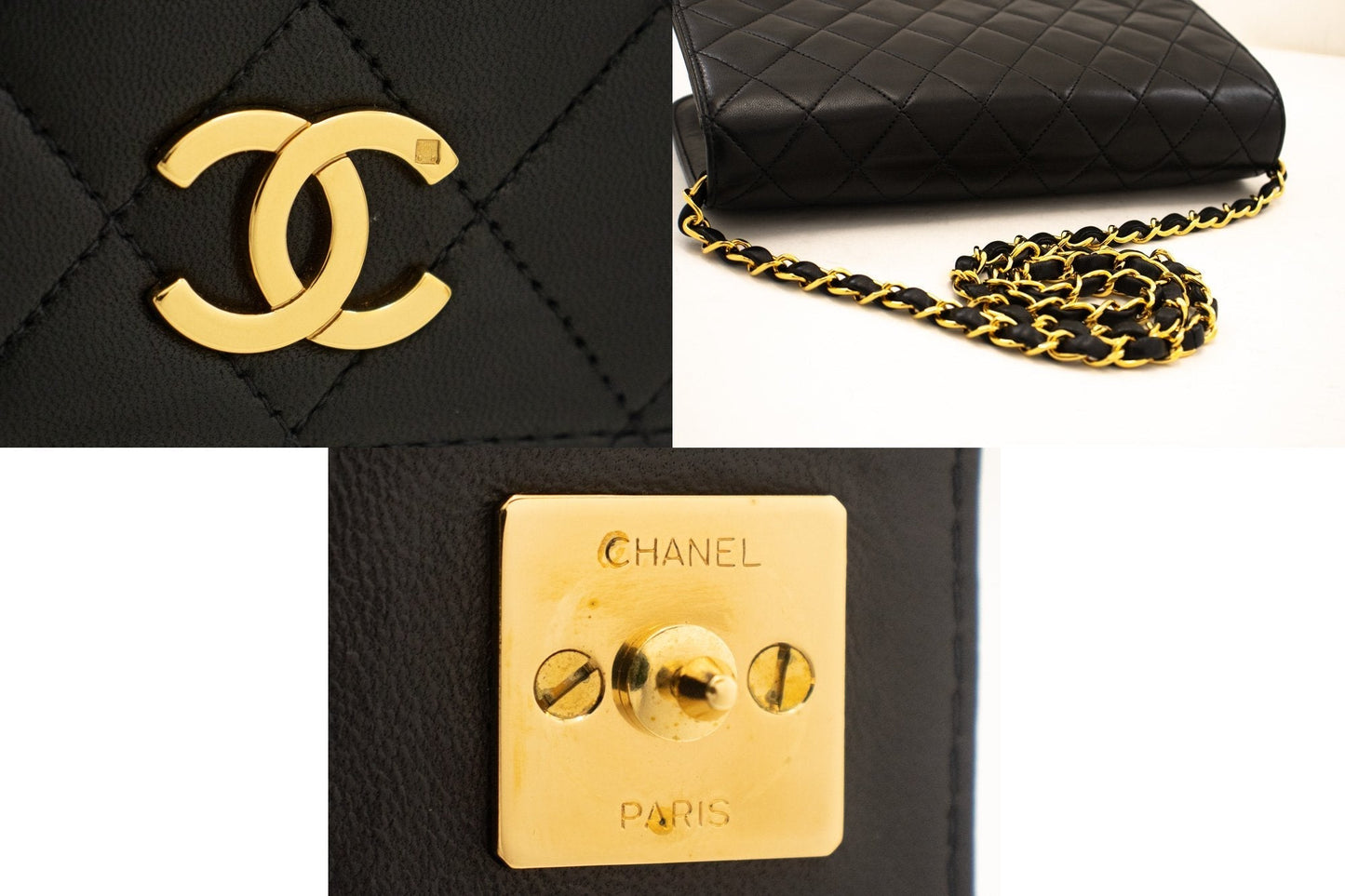 Top Quality Chanel Full New Chain Shoulder Bag Clutch Black Quilted Lambskin