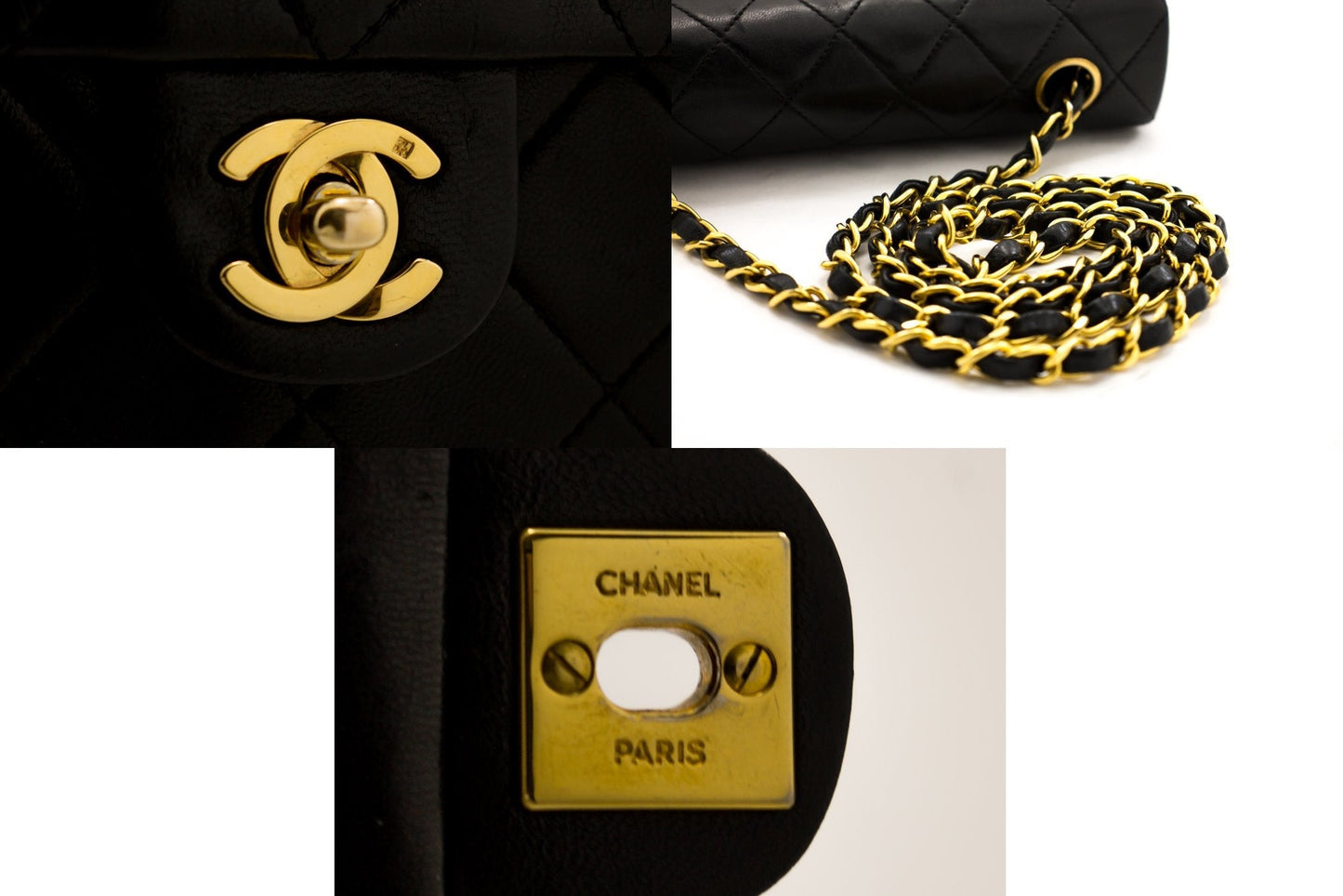 CHANEL Mini Square Small Chain Shoulder Bag Crossbody Black Quilt