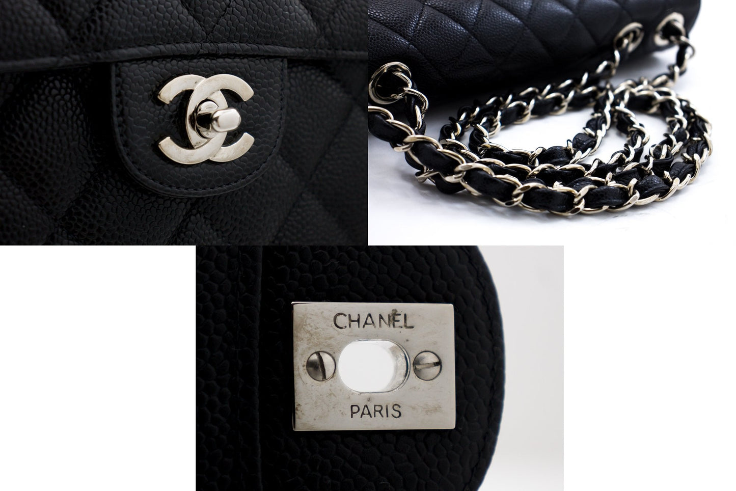 Top Quality Chanel Large Classic Handbag Chain Shoulder Bag New Black Caviar