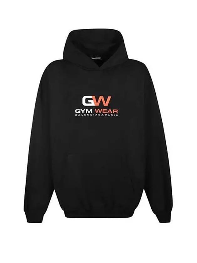 Luxury Balenciaga  Gymwear Logo Print Cotton Hoodie Black