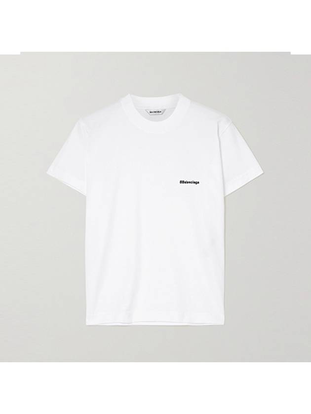 Luxury Balenciaga  Embroidered BB Logo Short-Sleeved T-Shirt White
