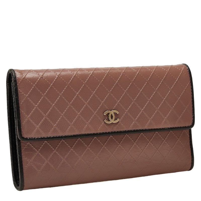 CHANEL CHANEL Long Wallet Leather Pink