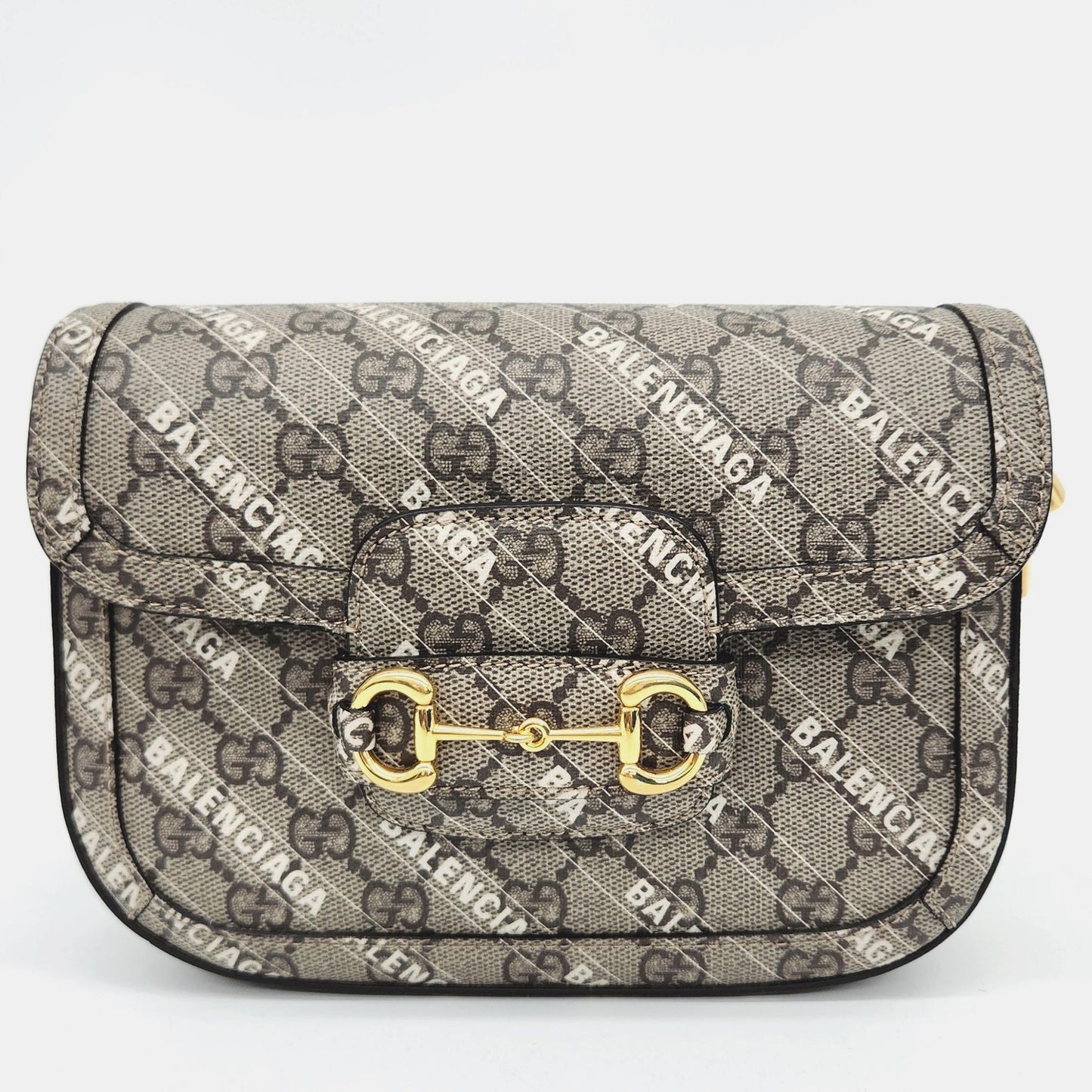 Gucci x Luxury Balenciaga  Beige Canvas Horsebit 1955 Mini Crossbody Bag