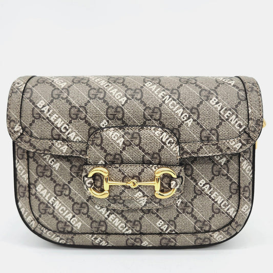 Gucci x Luxury Balenciaga  Beige Canvas Horsebit 1955 Mini Crossbody Bag