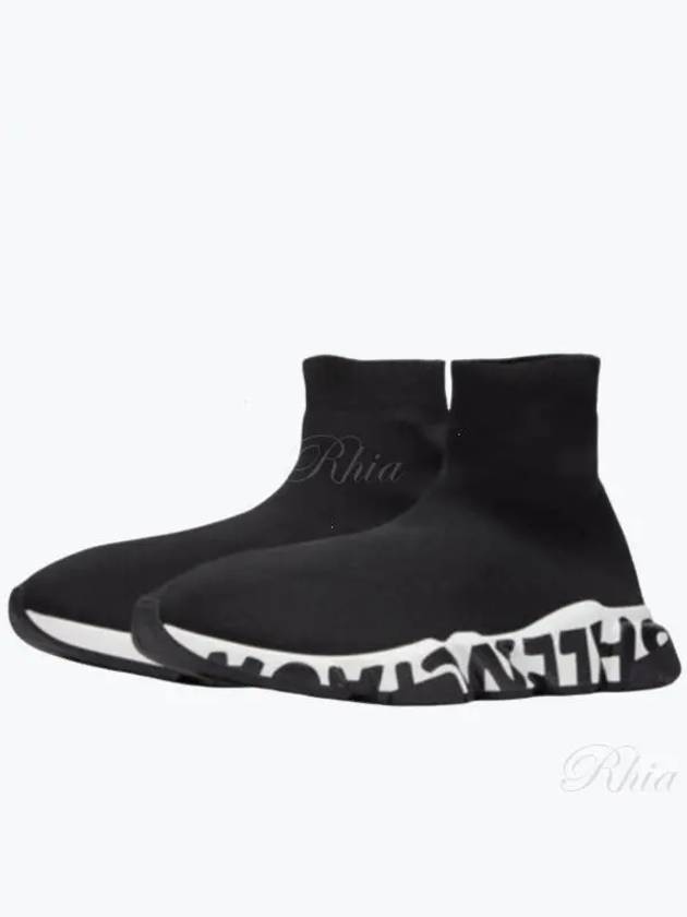 Luxury Balenciaga  Speed Midsole Graffiti High Top Sneakers White Black