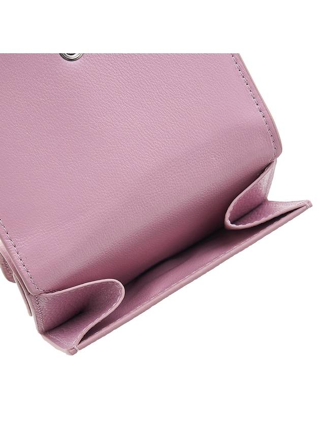 Luxury Balenciaga  Logo Tripold Leather Half-Wallet Pink