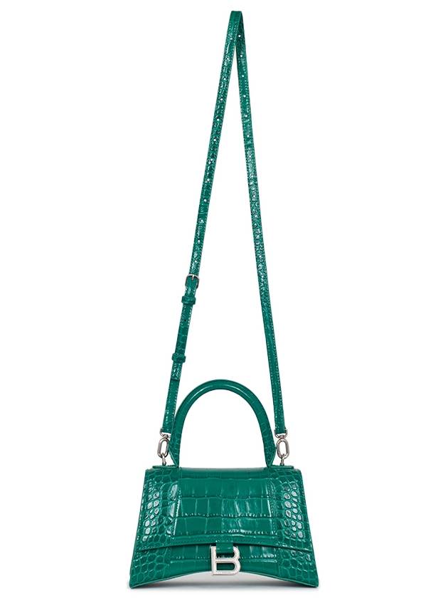 Luxury Balenciaga  Hourglass Crocodile Small Tote Bag Green