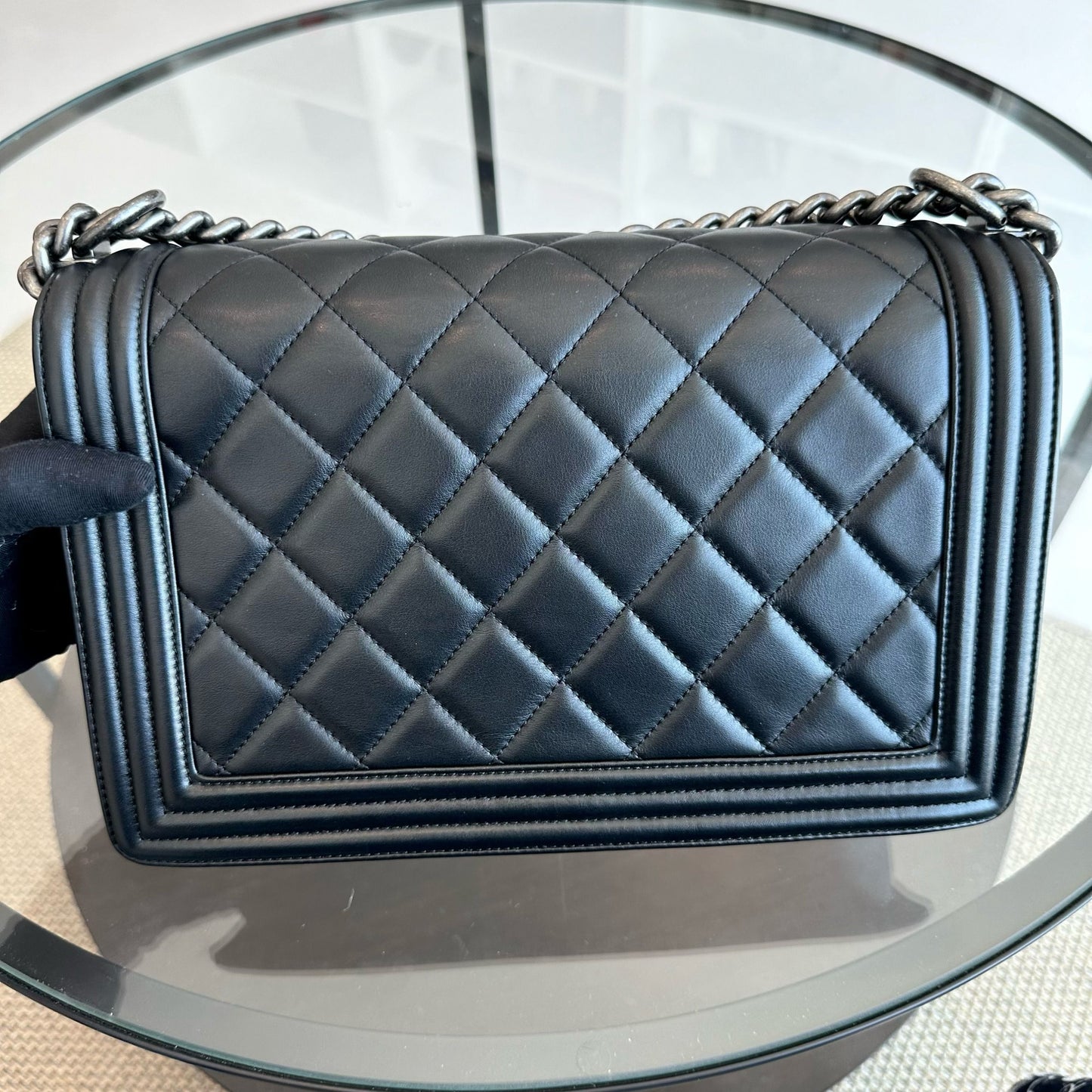 *Calfskin* Boy New Medium Smooth Calfskin 28CM Leboy Black RSHW No 19