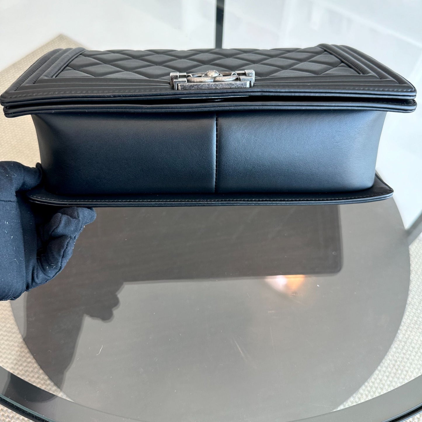 *Calfskin* Boy New Medium Smooth Calfskin 28CM Leboy Black RSHW No 19