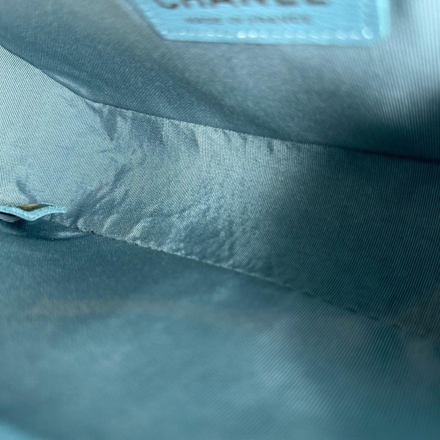 *Calfskin* Boy Old Medium 25CM Calfskin Chevron Leboy Baby Blue GHW No 25