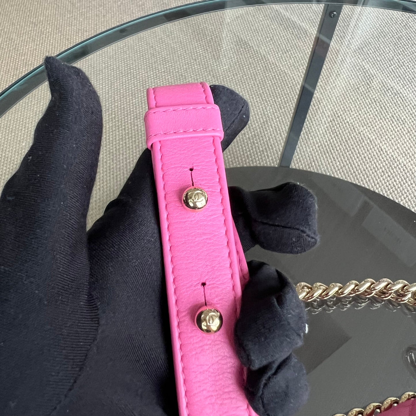 *Calfskin* Boy Small 20CM Quilted Calfskin Sakura Pink Leboy Golden Hardware Series 26